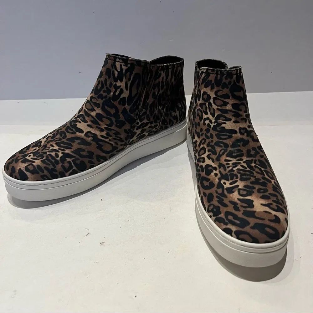 Naturalizer Women's Celeste High Top Sneakers  Brown Cheetah Side Zip Size 9.5M